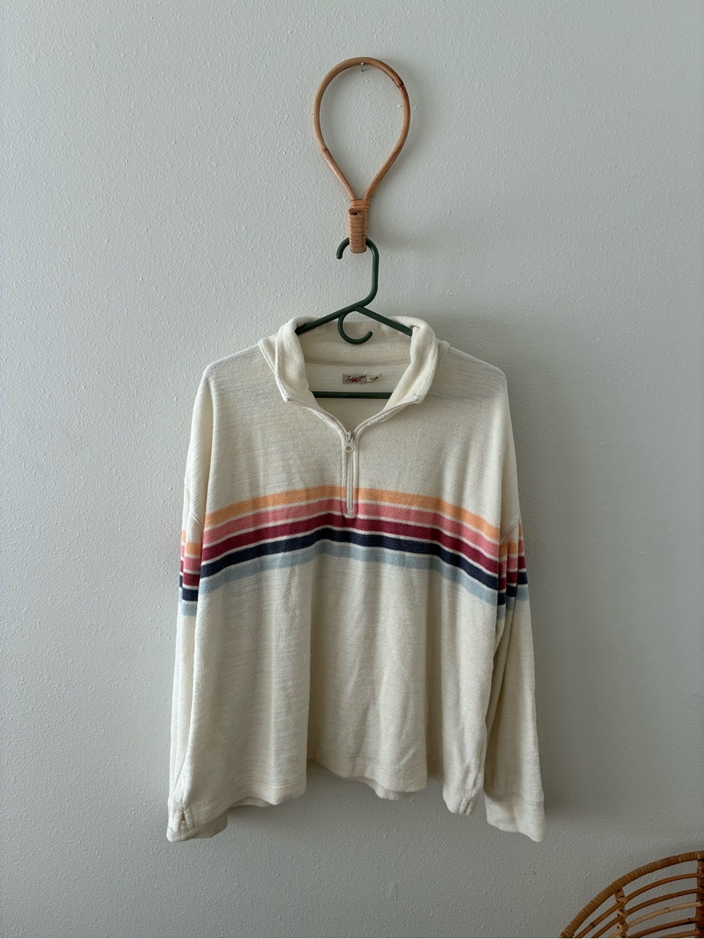Faherty Cabana Towel Terry Quarter Zip- Retro Stripe